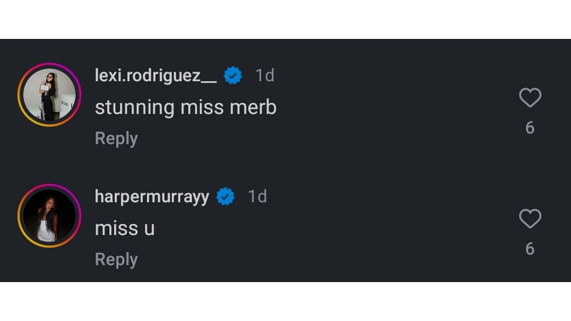 Rodriguez and Murray's comment on Beason's post - Source via: @merbson on Instagram